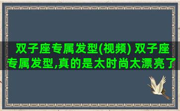 双子座专属发型(视频) 双子座专属发型,真的是太时尚太漂亮了,你们学会了吗